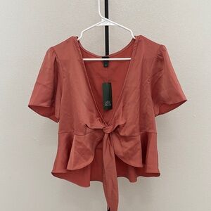 Wild Fable Rose Tie-Front Blouse
